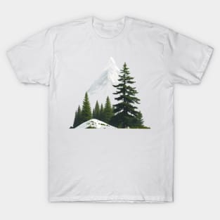 Nature illustration with trees and mountain T-Shirt